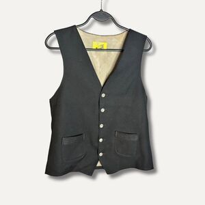 Vintage 1970s Angels Flight (Tobias Kotzin Co.) Black Button-Up Vest 42L